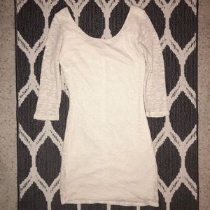 Charlotte Russe cream bodycon 3/4 sleeve dress M